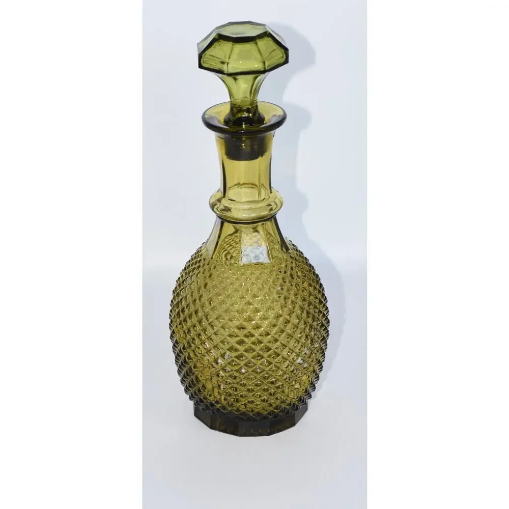 Empoli Pineapple Genie Bottles Vintage Italian Glass Decorative Decanter